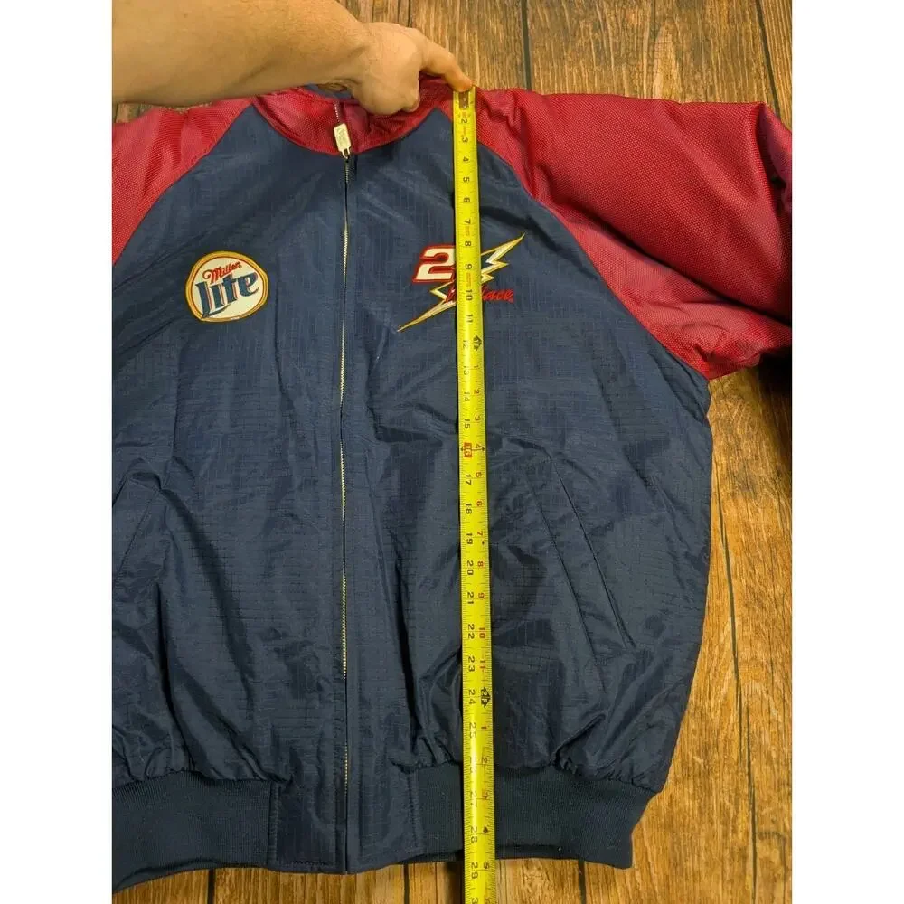 Vtg 90s Chase Authentics Rusty Wallace Miller Lite Puffer Jacket Medium Nascar